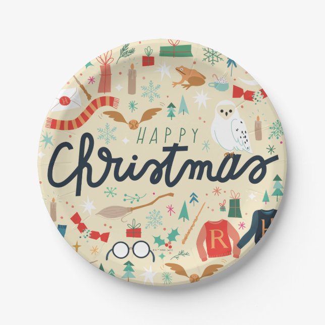 Harry Potter | Happy Christmas With Festive Icons Paper Plates (Front)