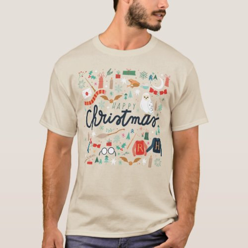 Harry Potter  Happy Christmas With Festive Icons T_Shirt
