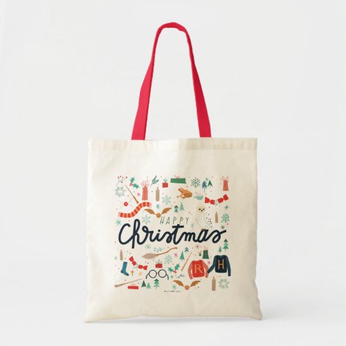 Harry Potter  Happy Christmas With Festive Icons Tote Bag