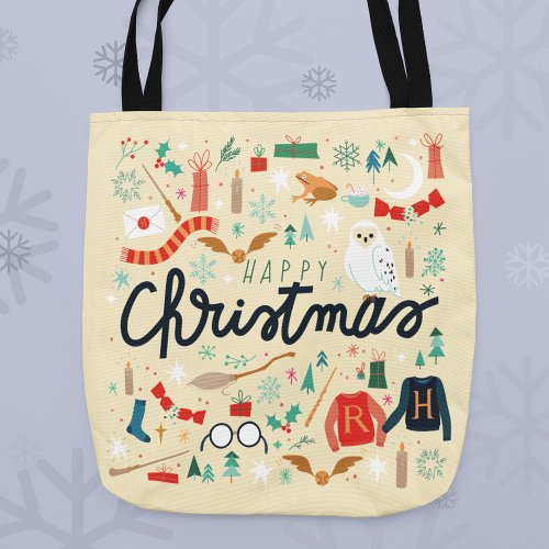 Harry Potter  Happy Christmas With Festive Icons Tote Bag