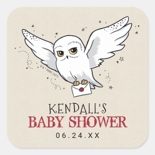 Harry Potter  Hedwig Baby Shower Square Sticker