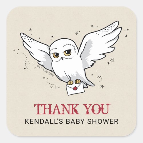 Harry Potter  Hedwig Baby Shower Thank You Square Square Sticker