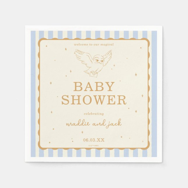 Harry Potter Hedwig Blue Stripe Baby Shower Napkins (Front)