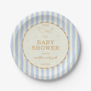 Harry Potter Hedwig Blue Stripe Baby Shower Paper Plates