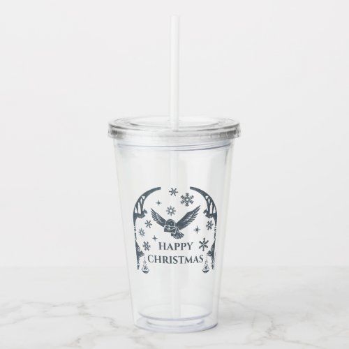 HARRY POTTER Hedwig Delivering Holiday Letter Acrylic Tumbler