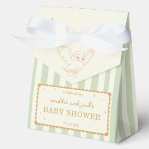 Harry Potter Hedwig Green Stripe Baby Shower Favor Boxes