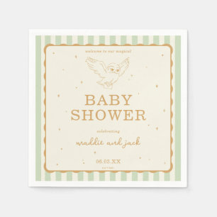 Harry Potter Hedwig Green Stripe Baby Shower Napkins