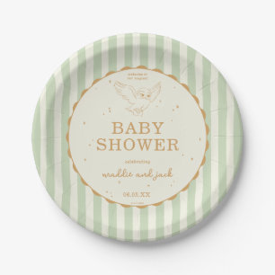 Harry Potter Hedwig Green Stripe Baby Shower Paper Plates