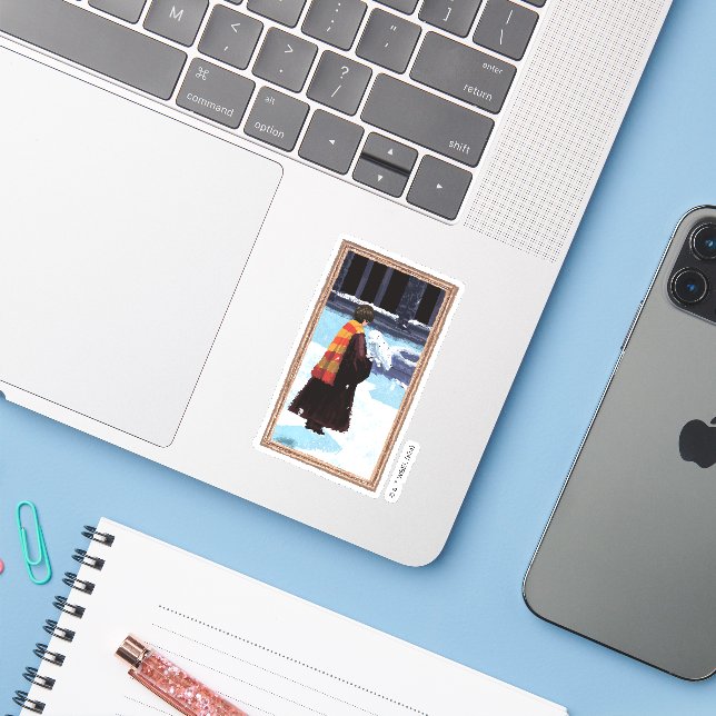 HARRY POTTER™ & Hedwig in HOGWARTS™ Courtyard Sticker (Laptop w/ iPhone)