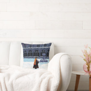 HARRY POTTER™ & Hedwig in HOGWARTS™ Courtyard Throw Pillow