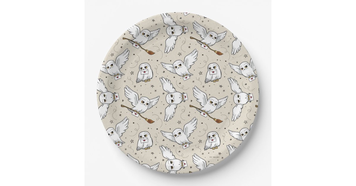Harry Potter, Hedwig Pattern - Baby Shower Paper Plates