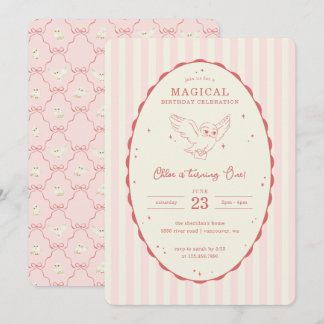 Harry Potter Hedwig Pink Magical Birthday Invitation