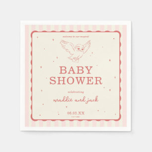 Harry Potter Hedwig Pink Stripe Baby Shower Napkins