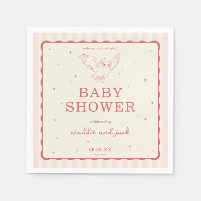 Harry Potter Hedwig Pink Stripe Baby Shower Napkins (Front)