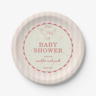 Harry Potter Hedwig Pink Stripe Baby Shower Paper Plates