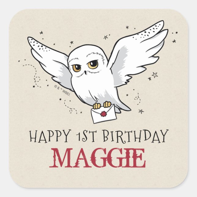Harry Potter | Hedwig Special Delivery Birthday Square Sticker (Front)