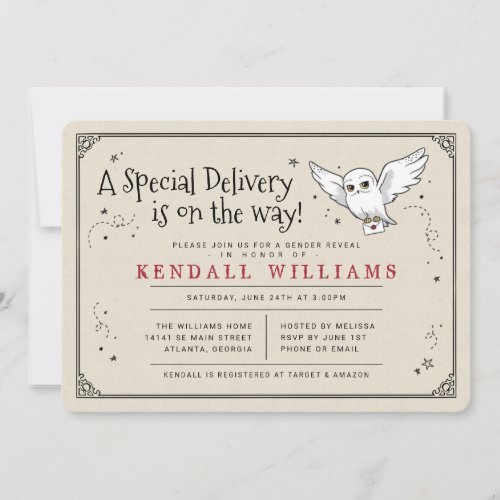 Harry Potter Hedwig Special Delivery Gender Reveal Invitation