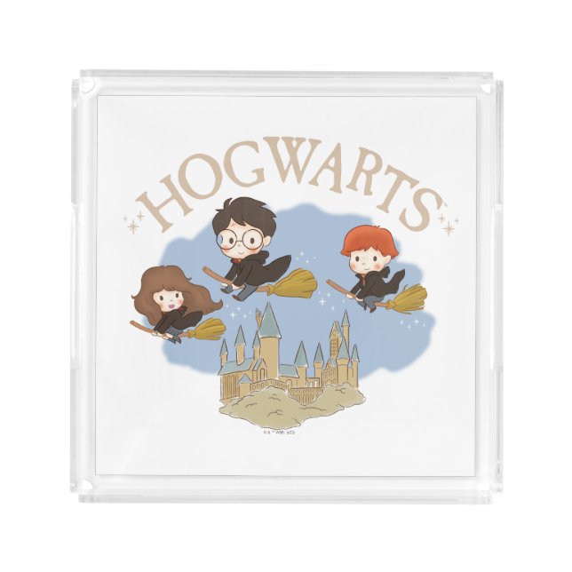 HARRY POTTER™, Hermione, & Ron Fly Over HOGWARTS™ Acrylic Tray (Front)