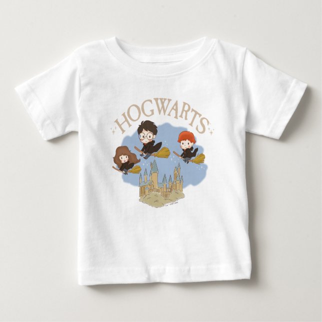 HARRY POTTER™, Hermione, & Ron Fly Over HOGWARTS™ Baby T-Shirt (Front)