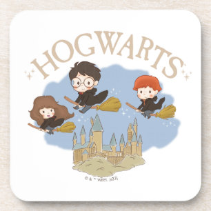 HARRY POTTER™, Hermione, & Ron Fly Over HOGWARTS™ Beverage Coaster