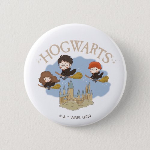 HARRY POTTER Hermione  Ron Fly Over HOGWARTS Button