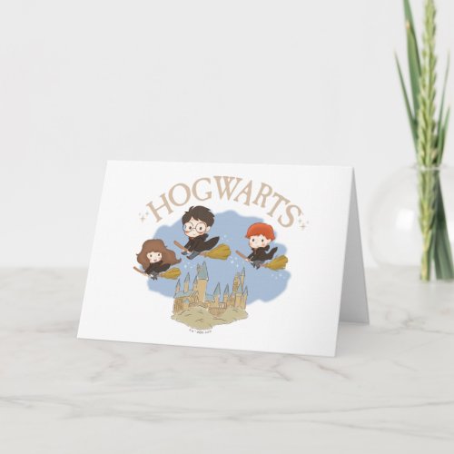 HARRY POTTER Hermione  Ron Fly Over HOGWARTS Card
