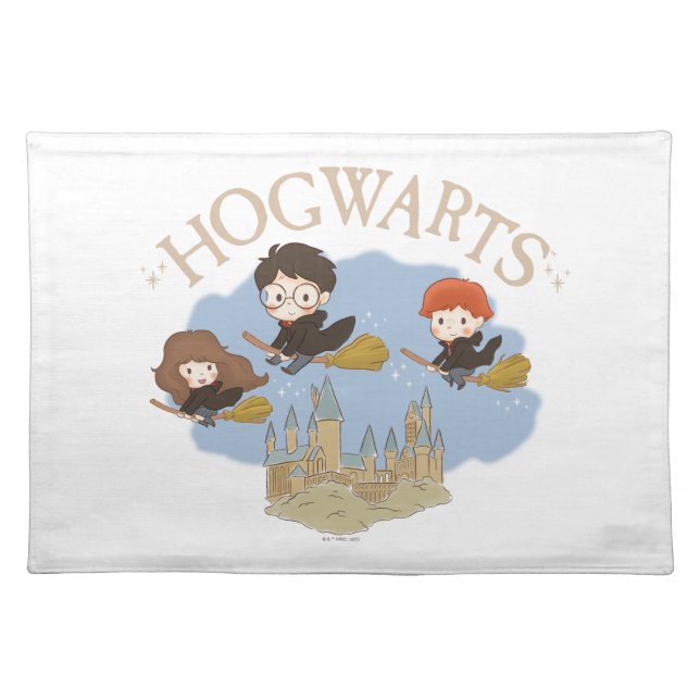 HARRY POTTER™, Hermione, & Ron Fly Over HOGWARTS™ Cloth Placemat (Front)