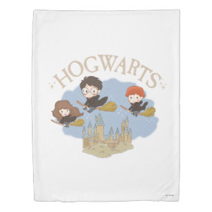 HARRY POTTER™, Hermione, & Ron Fly Over HOGWARTS™ Duvet Cover
