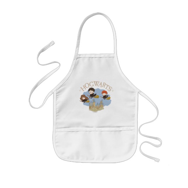 HARRY POTTER™, Hermione, & Ron Fly Over HOGWARTS™ Kids' Apron (Front)