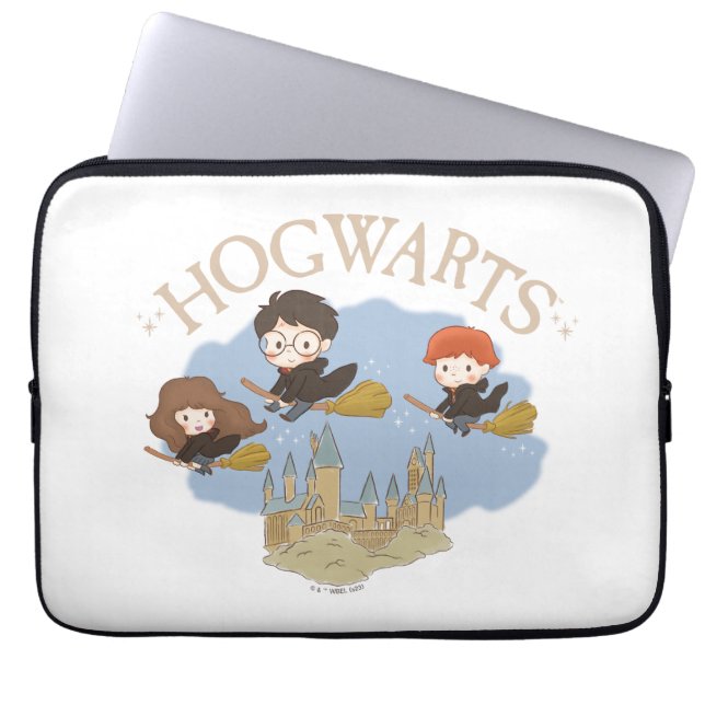 HARRY POTTER™, Hermione, & Ron Fly Over HOGWARTS™ Laptop Sleeve (Front)