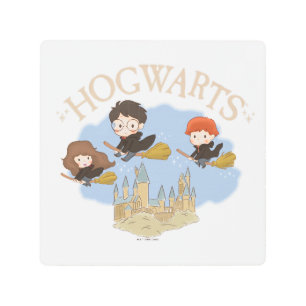 HARRY POTTER™, Hermione, & Ron Fly Over HOGWARTS™ Metal Print