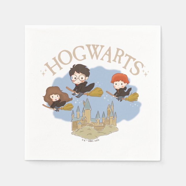 HARRY POTTER™, Hermione, & Ron Fly Over HOGWARTS™ Napkins (Front)