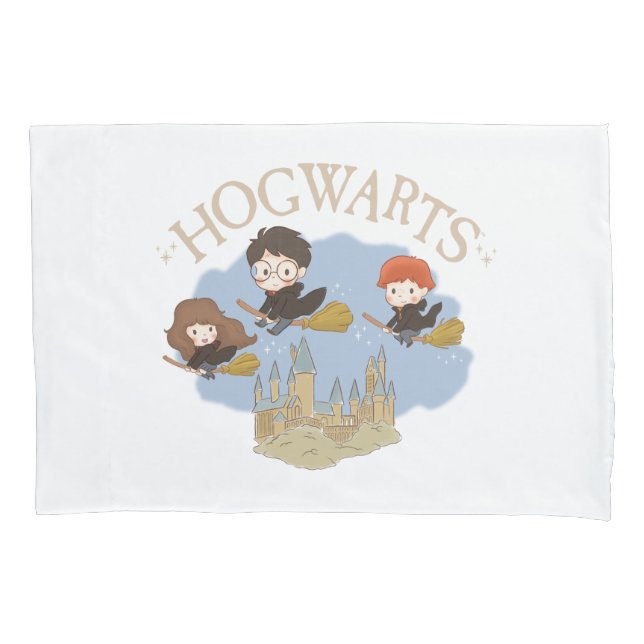 HARRY POTTER™, Hermione, & Ron Fly Over HOGWARTS™ Pillow Case (Front)