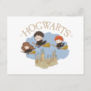 HARRY POTTER™, Hermione, & Ron Fly Over HOGWARTS™ Postcard
