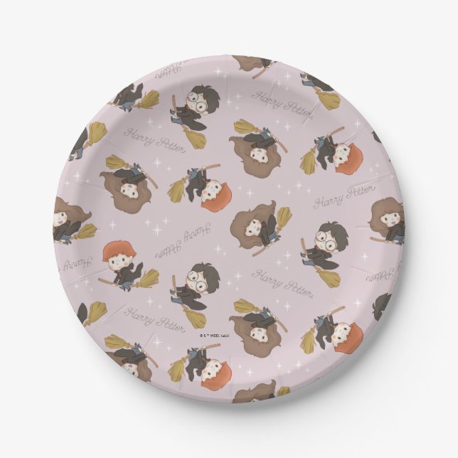 HARRY POTTER™, Hermione, & Ron Flying Pattern Paper Plates (Front)