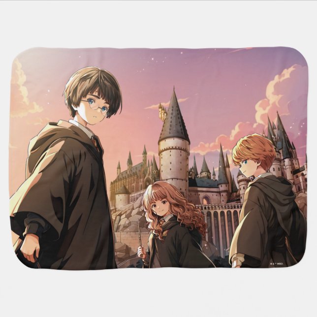 HARRY POTTER™ Hermione & Ron HOGWARTS™ Anime Scene Baby Blanket (Horizontal)