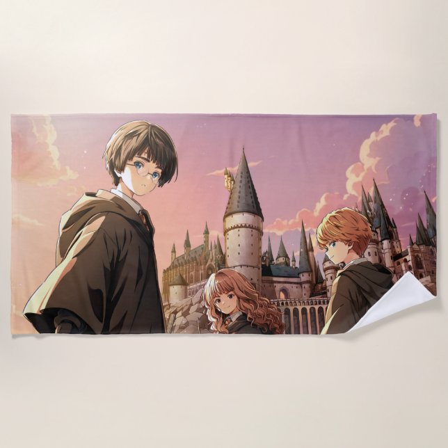 HARRY POTTER™ Hermione & Ron HOGWARTS™ Anime Scene Beach Towel (Front)