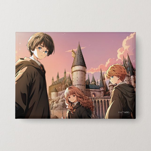 HARRY POTTER™ Hermione & Ron HOGWARTS™ Anime Scene Button (Front)