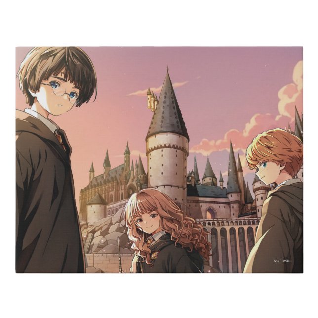 HARRY POTTER™ Hermione & Ron HOGWARTS™ Anime Scene Faux Canvas Print (Front)