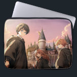 HARRY POTTER™ Hermione & Ron HOGWARTS™ Anime Scene Laptop Sleeve<br><div class="desc">Step into the wizarding world with this stunning illustration featuring Harry Potter™, Hermione Granger, and Ron Weasley standing before the majestic towers of Hogwarts™ at sunset. Bathed in warm golden light and soft twilight hues, the trio stands ready for whatever magical adventure awaits. With wands in hand and Hogwarts rising...</div>