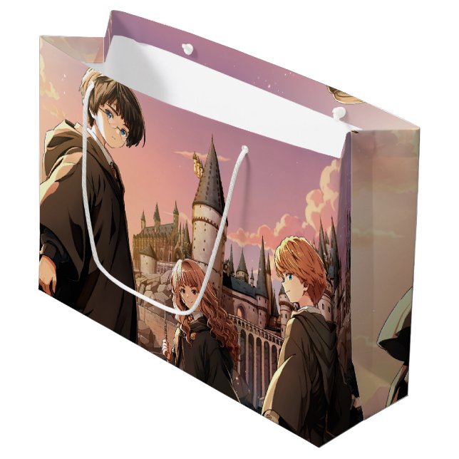 HARRY POTTER™ Hermione & Ron HOGWARTS™ Anime Scene Large Gift Bag (Front Angled)