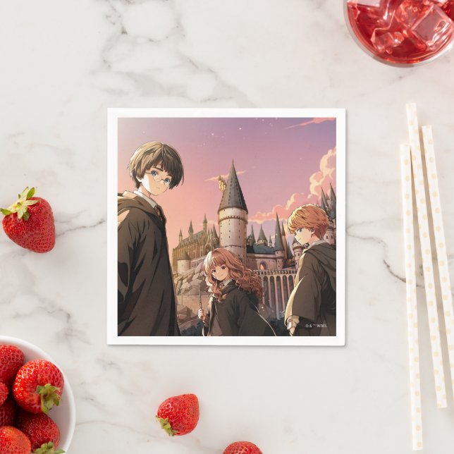 HARRY POTTER™ Hermione & Ron HOGWARTS™ Anime Scene Napkins (Insitu)