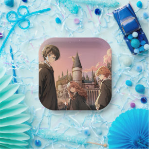 HARRY POTTER™ Hermione & Ron HOGWARTS™ Anime Scene Paper Plates