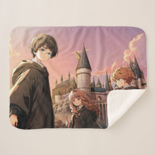 HARRY POTTER™ Hermione & Ron HOGWARTS™ Anime Scene Sherpa Blanket