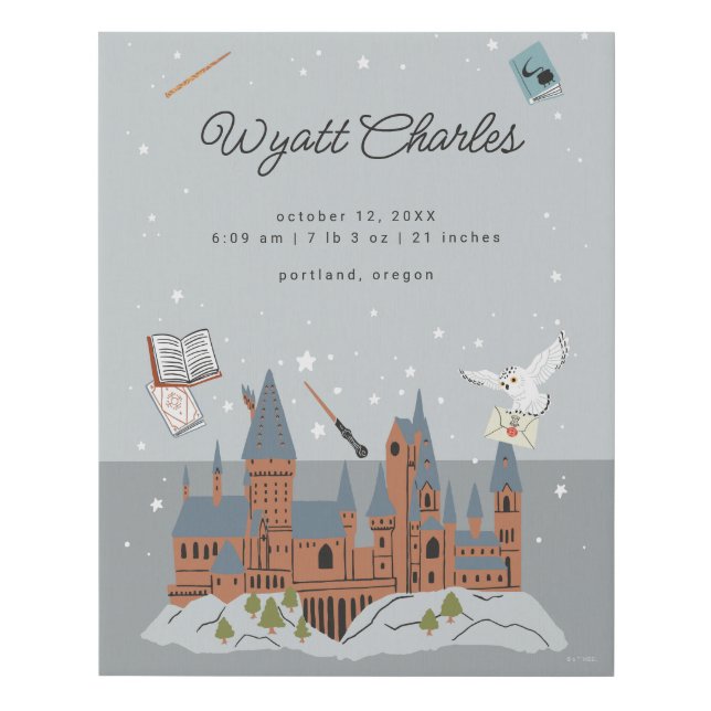 Harry Potter Hogwarts Baby Birth Stats Faux Canvas Print (Front)