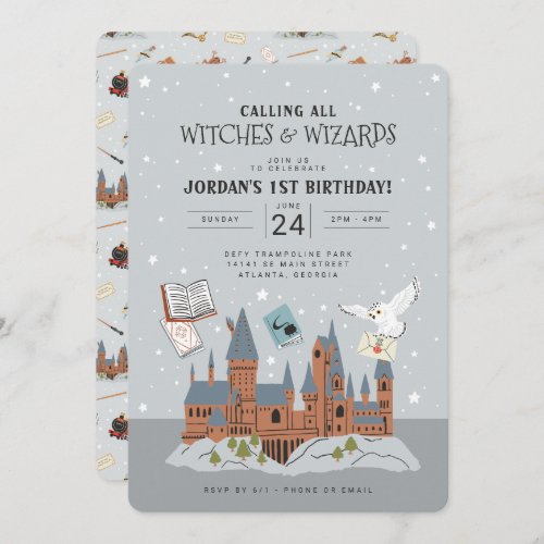 Harry Potter  Hogwarts Castle 1st Birthday Invitation