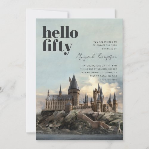 Harry Potter  Hogwarts Castle 50th Birthday Invitation