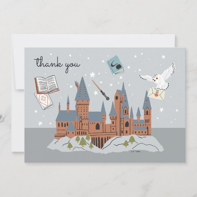 Harry Potter Hogwarts Castle Baby Shower Thank You Card (Front)