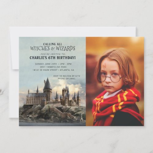 Harry Potter  Hogwarts Castle Birthday _ Photo Invitation