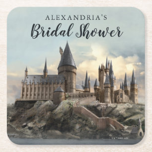 Harry Potter   Hogwarts Castle Bridal Shower Square Paper Coaster